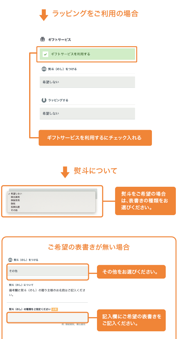 ギフトラッピング注文方法２